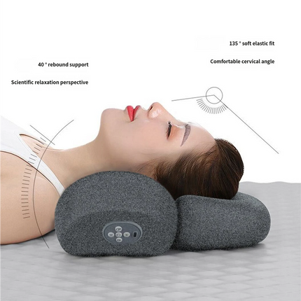 USB-Powered Memory Foam Neck Pillow, Electric Cervical Neck Massage Pillow with 15-Minute Timer - Ergonomic Contoured Sleep Aid Cushion