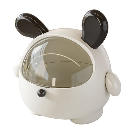 2PCS Black-Eared Cute Puppy Desktop Bin with Lid - Mini Trash Can & Storage Organiser - Kawaii Office Decor for Vanity & Home Office