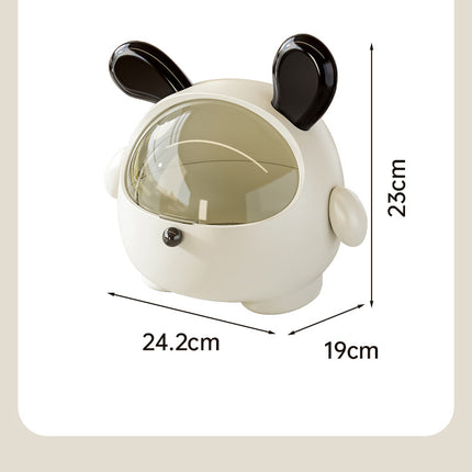 2PCS Black-Eared with polka dot sticker Cute Puppy Desktop Bin with Lid - Mini Trash Can & Storage Organiser - Kawaii Office Decor for Vanity & Home Office