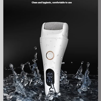 Black Professional Electric Foot Callus Remover - Rechargeable Pedicure Tool with 3 Adjustable Speeds, Smart LED Display, and 3 Replaceable Grinding Heads for Smooth Feet