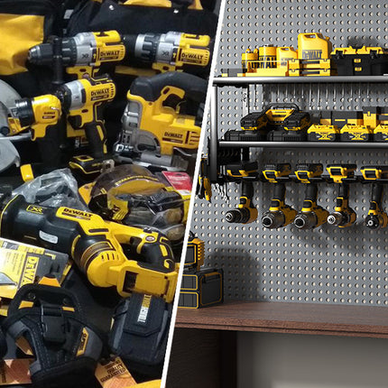 Heavy Duty Power Tool Organizer Wall Mount - 3-Tier Garage Storage Rack with Drill Holder, Screwdriver and Hammer Organizer - Extra Tall 200lbs Capacity High-Quality Steel Utility Shelf