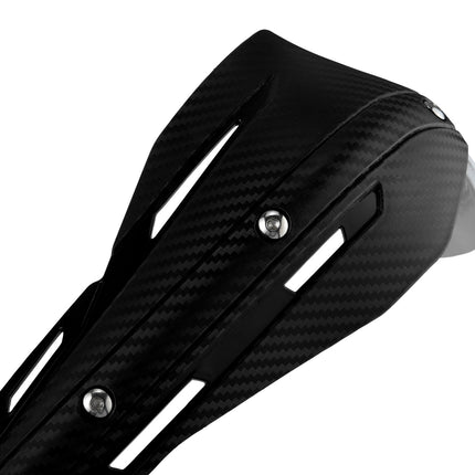 Professional Universal Motorcycle Handguards for Honda CC110 Cross Cub - Heavy Duty Aluminum Alloy Anti-Collision Brush Guards, Carbon Fiber Style Handlebar Protectors for Dirt Bikes and Off-Road Motorcycles - 1 Pair—White