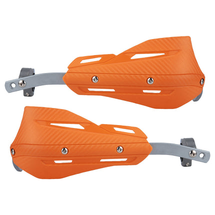 Professional Universal Motorcycle Handguards for Honda CC110 Cross Cub - Heavy Duty Aluminum Alloy Anti-Collision Brush Guards, Carbon Fiber Style Handlebar Protectors for Dirt Bikes and Off-Road Motorcycles - 1 Pair—Orange