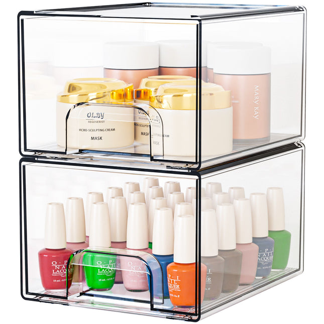 2-Pack Stackable PET Clear Makeup Organizer – product detail
