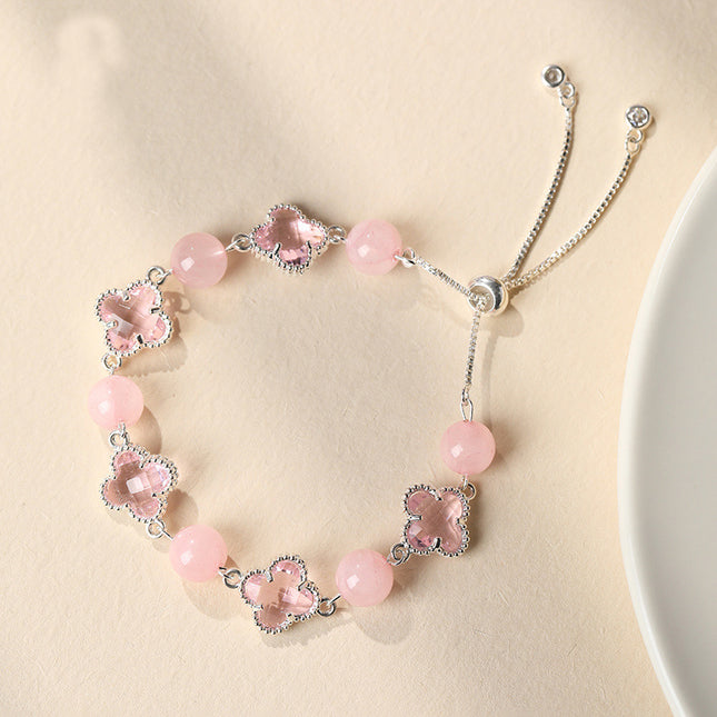 Natural Pink Crystal Four-Leaf Clover V888-ELOSUNG18472