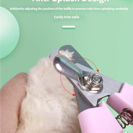 3 PCS Green Professional Pet Nail Clippers for Dogs and Cats - Sharp Stainless Steel Blades with Safety Guard and Anti-Splash Baffle - Ergonomic Non-Slip Handle for Safe and Easy Grooming
