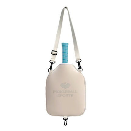 SA04 Beige Neoprene Pickleball Paddle Cover (racket not included)  - Protective Crossbody Bag with Adjustable Shoulder Strap and Fence Hook - Universal Lightweight Paddle Case for All Skill Levels