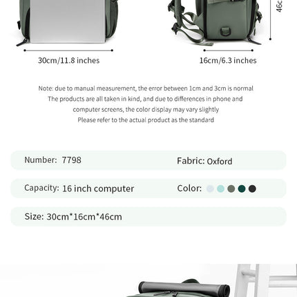 Army Green Large Capacity 16-Inch Laptop Travel Backpack - Anti-Theft Professional Business Bag with Spring Buckle - Durable Oxford Cloth Outdoor Rucksack for Men and Women