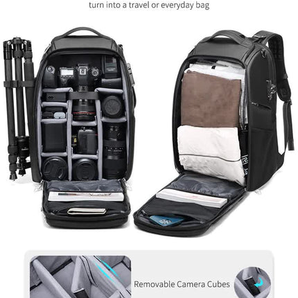 Professional Large Capacity Camera Backpack - Waterproof Anti-Theft DSLR Mirrorless Bag with 17-Inch Laptop Compartment and TSA Combination Lock for Travel and Business