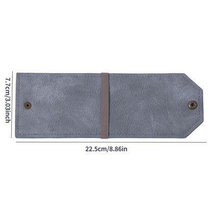 3PCS Grey Slim PU Leather Cash Holder and Bill Organizer - Professional Long Wallet with Dual Snap Buttons and Elastic Band for Business, Travel, and Personal Finance