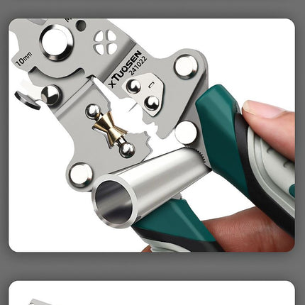 3PCS Professional 10-in-1 Folding Multi-functional Wire Stripper and Pliers - Heavy Duty Electrician's Tool for Stripping, Cutting, Crimping, and Splitting - Compact and Portable Design