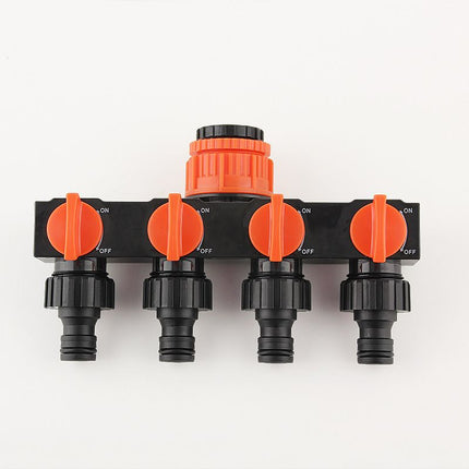2pcs Orange 4-Way Garden Hose Splitter - Multi-Outlet Tap Manifold with Individual Control Valves - Universal Fit for 1/2 inch 3/4 inch and 1 inch Taps - Durable ABS Irrigation Water Distributor