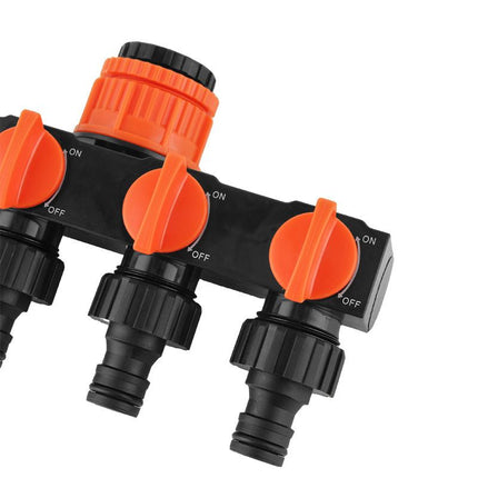 2pcs Orange 4-Way Garden Hose Splitter - Multi-Outlet Tap Manifold with Individual Control Valves - Universal Fit for 1/2 inch 3/4 inch and 1 inch Taps - Durable ABS Irrigation Water Distributor