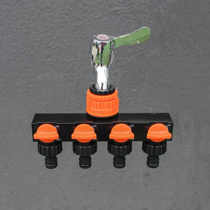 2pcs Yellow 4-Way Garden Hose Splitter - Multi-Outlet Tap Manifold with Individual Control Valves - Universal Fit for 1/2 inch 3/4 inch and 1 inch Taps - Durable ABS Irrigation Water Distributor