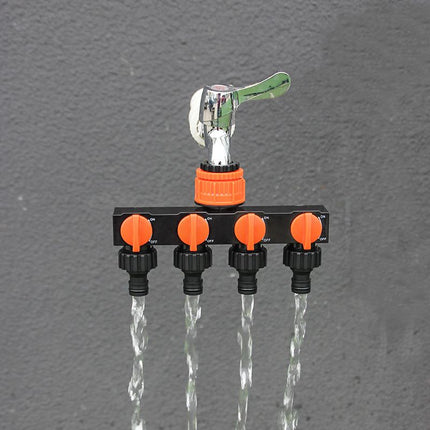 2pcs Blue 4-Way Garden Hose Splitter - Multi-Outlet Tap Manifold with Individual Control Valves - Universal Fit for 1/2 inch 3/4 inch and 1 inch Taps - Durable ABS Irrigation Water Distributor