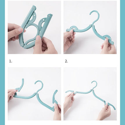 Portable Folding Travel Hangers Set - 19 Piece Laundry Kit with 6 Adjustable Hangers 12 Clips and Storage Bag - Space Saving Design for Caravanning Camping and Student Dorms - Sky Blue