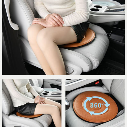 Saddle Brown 360 Degree Rotating Car Seat Cushion - 53cm Nano Tech Swivel Mobility Aid - Easy Vehicle Entry and Exit for Seniors, Breathable Non Slip Ergonomic Support for Home Office and Travel