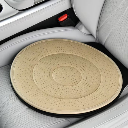 Beige 360 Degree Rotating Car Seat Cushion - 53cm Nano Tech Swivel Mobility Aid - Easy Vehicle Entry and Exit for Seniors, Breathable Non Slip Ergonomic Support for Home Office and Travel
