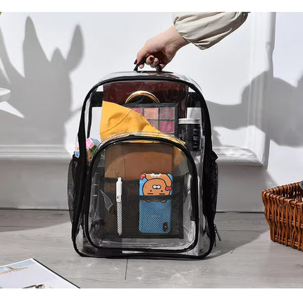 Grey Clear PVC School Bag  Heavy Duty Security Travel Daypack with Organised Storage and Multi Size Options Durable Freeze Resistant Design for Everyday Use 42cm x 33cm x 17cm