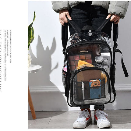Purple Clear PVC School Bag  Heavy Duty Security Travel Daypack with Organised Storage and Multi Size Options Durable Freeze Resistant Design for Everyday Use 42cm x 33cm x 17cm
