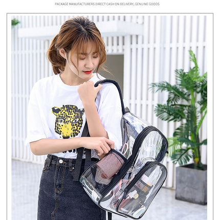 Purple Clear PVC School Bag  Heavy Duty Security Travel Daypack with Organised Storage and Multi Size Options Durable Freeze Resistant Design for Everyday Use 42cm x 33cm x 17cm