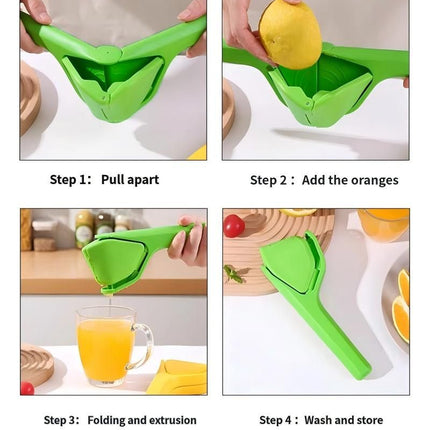 Manual Citrus Juicer 3 Piece Fold Flat Lemon Squeezer Set - Handheld Plastic Fruit Press, Space Saving Easy Clean Kitchen Juicer for Lemon, Lime and Orange
