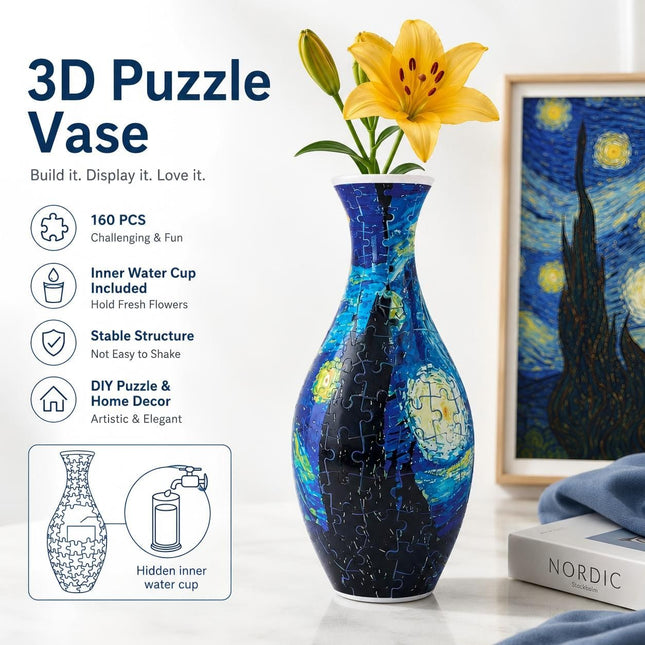 3D Puzzle Vase 160 Piece DIY Flower Vase Kit