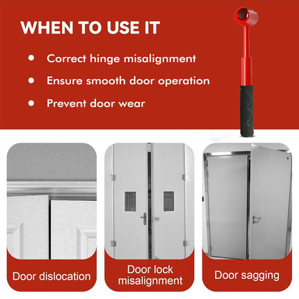 4 in 1 Door Hinge Adjustment Wrench Set - Heavy Duty Hinge Bender Tool with 14, 19, 23 and 25 mm Heads, Comfort Grip and Storage Pouch for Door Alignment