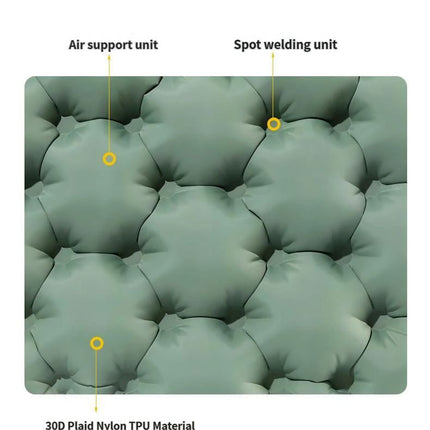 Inflatable Seat Cushion for Camping - Olive Green Portable Foldable Outdoor Sitting Pad with Integrated Inflation Storage Box, Moisture Resistant Travel Seat Mat