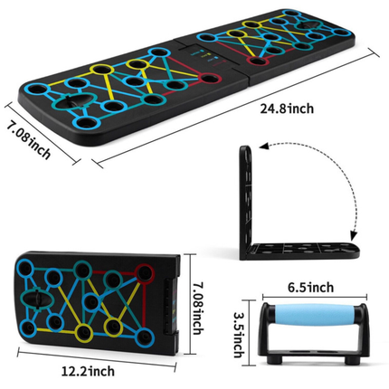With Handle and Drawstring Multifunctional Push-Up Board - 9-in-1 Foldable Push-Up System for Strength Training