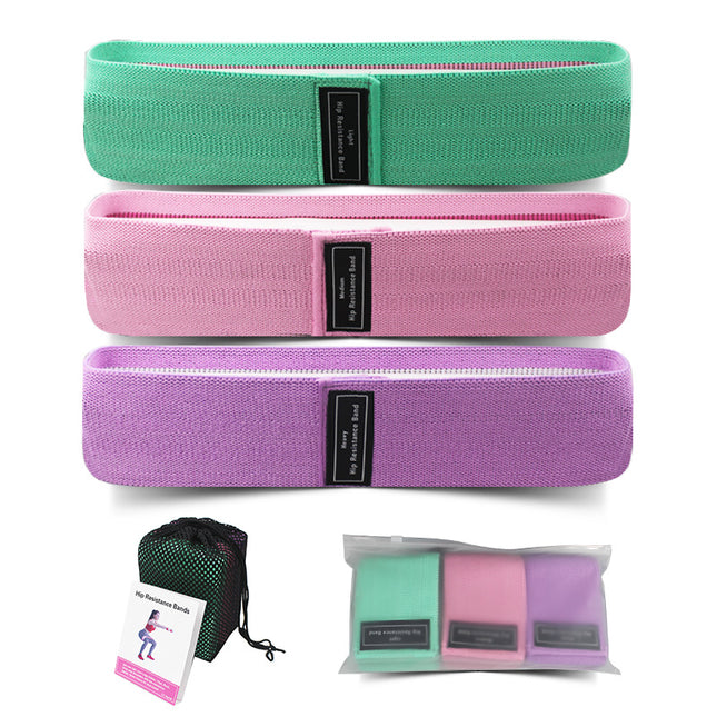 Green-Pink-Purple Fabric Resistance Bands Set