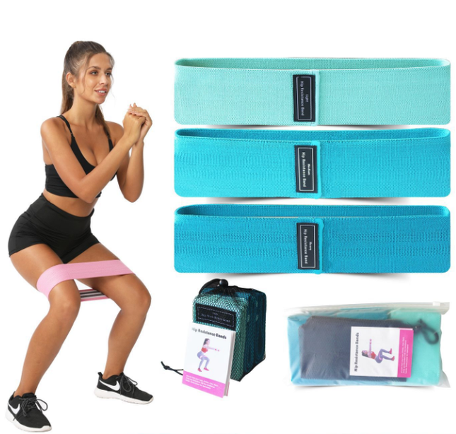 Blue Colour Scheme Fabric Resistance Bands Set