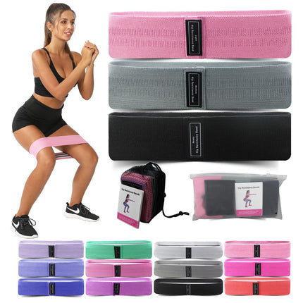 Blue Colour Scheme Fabric Resistance Bands Set - 3 Levels Non-Slip Hip Bands for Strength Training