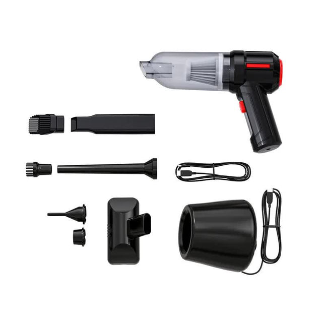 Black 3-in-1 Car Vacuum Cleaner with Blowing Suction and Dust Extraction