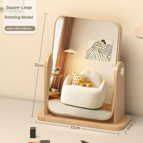Square Rotating Mirror Tabletop Makeup Mirror