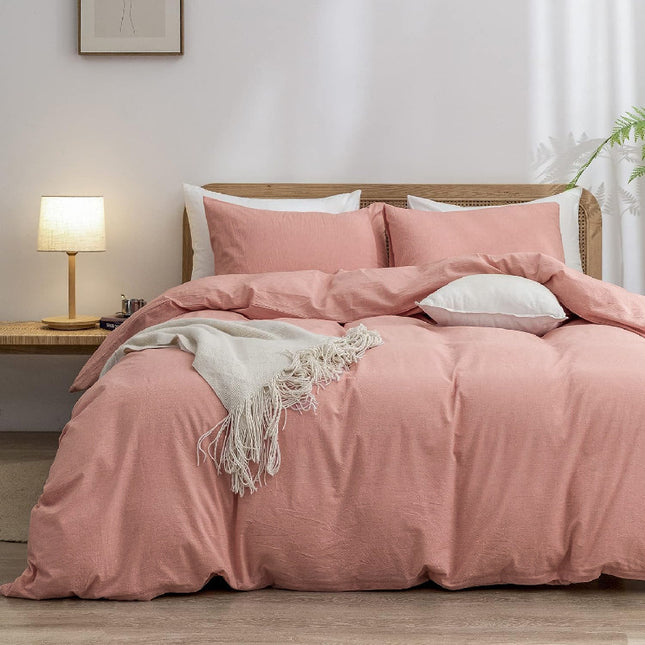 Pink 1.8m (Duvet Cover 180 220cm) Luxurious Soft Brushed Microfiber 4-Piece Bedding Set