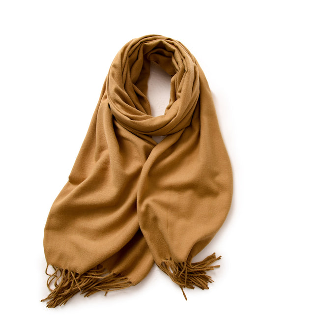 Camel 2 PCS Skin Red Solid Color Scarf Shawl with Tassels