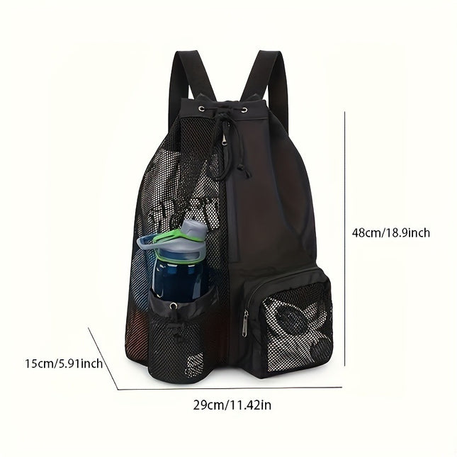 Green Mesh Drawstring Swim Backpack with Wet Bag – product detail