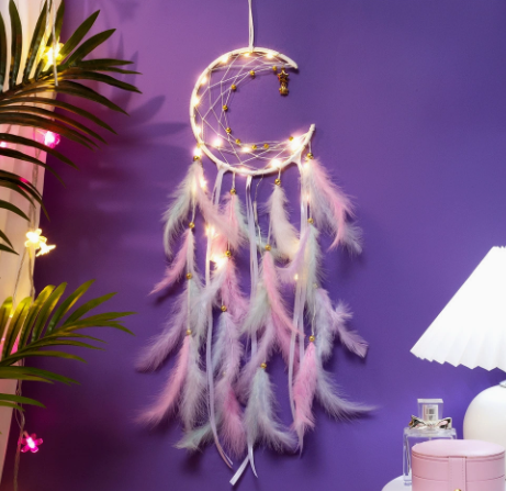 Multicolor With light 2 PCS Mystic Moon Dreamcatcher Wind Chime Pendant
