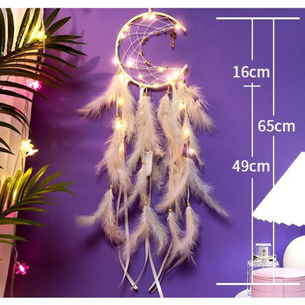 Multicolor With light 2 PCS Mystic Moon Dreamcatcher Wind Chime Pendant - Elegant Lunar Design with Soothing Tones
