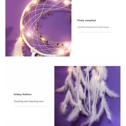 Multicolor With light 2 PCS Mystic Moon Dreamcatcher Wind Chime Pendant - Elegant Lunar Design with Soothing Tones