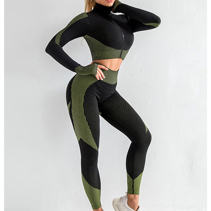 Elegant purple High Waist Yoga Set for Women - Sports Bra, Long Sleeve Shirt & Leggings 3-Piece Workout Set Size XXXXL