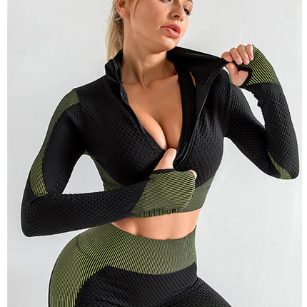 Elegant purple High Waist Yoga Set for Women - Sports Bra, Long Sleeve Shirt & Leggings 3-Piece Workout Set Size XXXXL