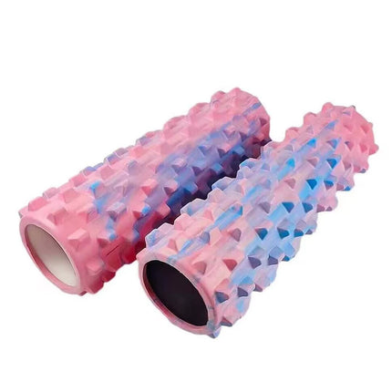 Black Solid Yoga Foam Roller 45cm -Colorful Wolf Tooth Design Muscle Relaxation Massage Stick for Fitness and Sports
