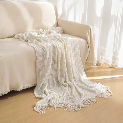 Orange Premium Woven Knitted Throw Blanket with Tassels Soft Cozy Sofa & Bed Blanket Perfect for – product perspective