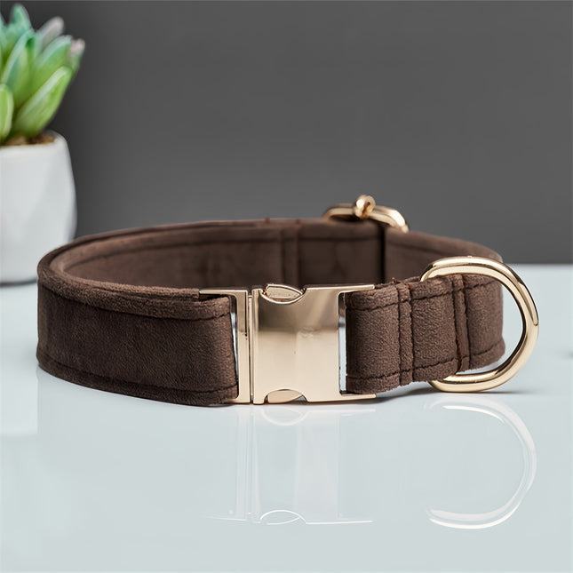 Dark Brown Durable Dog Collar with Metal Buckle Adjustable Nylon Pet Collar for Small to Large Dogs size XS