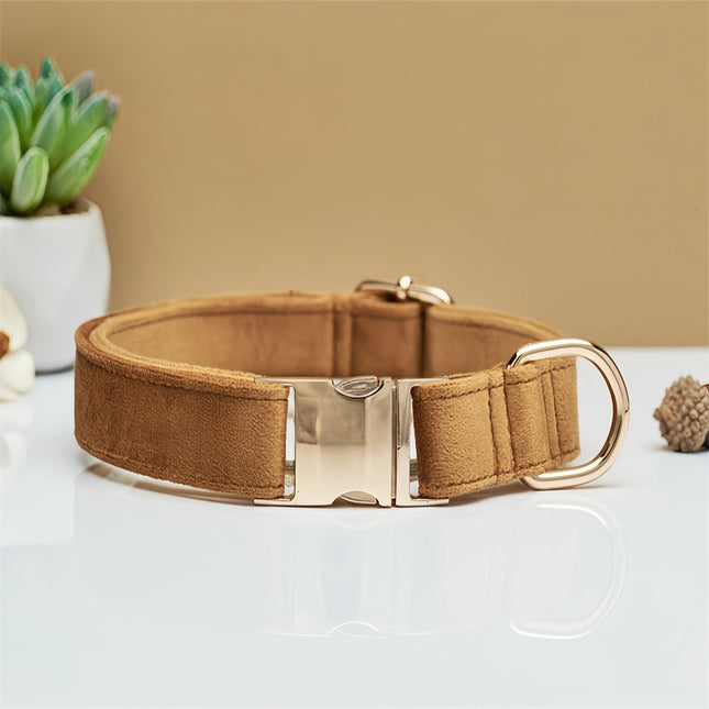 Light Brown Durable Dog Collar with Metal Buckle