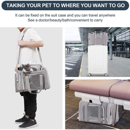 Blue Portable Pet Travel Carrier Bag - Foldable, Durable, and Comfortable for Small Dogs & Cats 45cmx30cmx30cm
