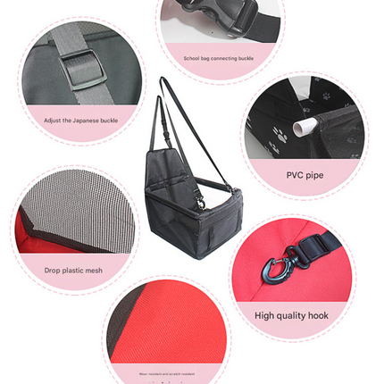 Light Gray Portable Pet Car Seat for Dogs and Cats - Adjustable Car Seat Cover, Pet Travel Car Carrier with Safety Belt