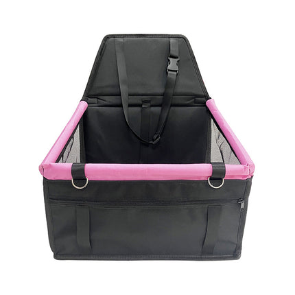 Black and pink Portable Pet Car Seat for Dogs and Cats - Adjustable Car Seat Cover, Pet Travel Car Carrier with Safety Belt